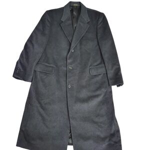 Men's Dark Charcoal Gray Full Length Wool Blend Overcoat 44R Career Collection